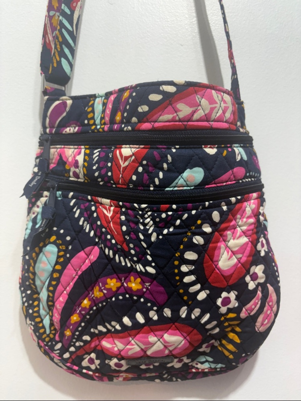 Vera Bradley Quilted Multi-Color Crossbody Bag -matching key chain wallet.